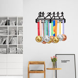 Women's Sports Theme Iron Medal Hanger Holder Display Wall Rack, with Screws, Running Pattern, 150x400mm