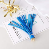 Imitation Leather Tassel Big Pendants Decorations, with CCB Plastic Findings, Mixed Color, 110x15mm, Hole: 4mm, 12pcs/box