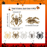 20Pcs 5 Colors Halloween Alloy Pendants, Cadmium Free & Lead Free, Spider, Mixed Color, 34x31x4.5mm, Hole: 2.5mm, 4pcs/color