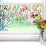 PVC Window Static Stickers, Rectangle Shape, for Window Decoration, Flower, 380x1160mm