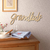 Laser Cut Unfinished Basswood Wall Decoration, for Kids Painting Craft, Home Decoration, grandkids, Word, 12x30x0.5cm
