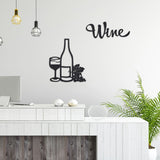 Iron Wall Signs, Wall Decoration, Wine, Black, Drink Pattern, 103~250x200~250x0.6~0.7mm, Hole: 4mm, 2pcs/set