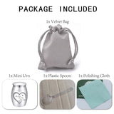 Alloy Cremation Urn Kit, with Disposable Flatware Spoons, Silver Polishing Cloth, Velvet Packing Pouches, Heart Pattern, 40.5x30mm, 1pc