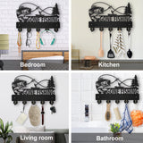 Wood & Iron Wall Mounted Hook Hangers, Decorative Organizer Rack, with 2Pcs Screws, 5 Hooks for Bag Clothes Key Scarf Hanging Holder, Fish, 200x300x7mm.