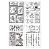 4 Sheets 4 Styles PVC Plastic Stamps, for DIY Scrapbooking, Photo Album Decorative, Cards Making, Stamp Sheets, Mixed Shapes, 16x11x0.3cm, 1 sheet/style