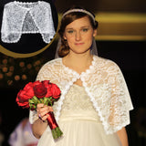 Detachable Polyester Bridal Lace Shawls, Bolero Shrug Shawl, Wedding Floral Lace Cape, with Snap Button, White, 425x1200x1.5mm