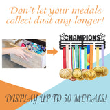 Iron Medal Hanger Holder Display Wall Rack, with Screws, Word Champions, Star Pattern, 150x400mm