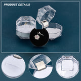 40Pcs 2 Colors Octagon Transparent Plastic Ring Boxes, Jewelry Box, Mixed Color, 3.8x3.8x3.8cm, 20pcs/color