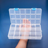 Organizer Storage Plastic Boxes, Rectangle, Clear, 24.2x15.5x3cm, 1 compartment: 4.5x3.8cm, 18 compartment/box, 4pcs/set