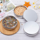 Round Aluminium Tin Cans, Aluminium Jar, Storage Containers for Cosmetic, Candles, Candies, with Screw Top Lid, Platinum, 112.5x35.5mm, 6pcs