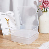 Polypropylene(PP) Plastic Boxes, Bead Storage Containers, with Hinged Lid, Square, Clear, 11.5x11.5x3.5cm