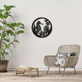 Round Iron Wall Signs, Metal Art Wall Decoration, for Living Room, Home, Office, Garden, Kitchen, Hotel, Balcony, Sea Horse Pattern, 300x300x1mm