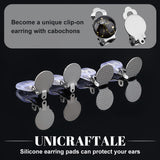 60Pcs 2 Size 304 Stainless Steel Clip-on Earring Findings, Flat Round Clip on Earring Pads, with 60Pcs Silicone Earring Pads, Stainless Steel Color, 16~18x10x7mm, 30Pcs/size