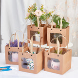 Craft Paper Handbags, with Clear Square Windows, Gift Bags, Rectangle, Peru, Unfold: 26x15x15cm