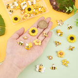 40Pcs 10 Style Alloy Enamel & Resin Pendants, Bee & Flower, Yellow, 14~25x12~22.5x2~10mm, Hole: 1~4mm, 4pcs/style