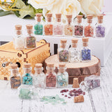 19Pcs Various Gemstone No Hole Chips in Bottles, with 1PC Empty Glass Bottles, 2~8x2~4mm, 19 colors, 3.5g/color, 66.5g