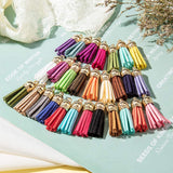 Faux Suede Tassel Pendant Decorations, with CCB Plastic Cord Ends, Mixed Color, Golden, 33~37x10mm, Hole: 2.5~3mm, 4pcs/color, 120pcs/set