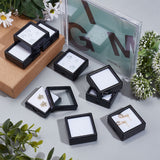 Plastic Jewelry Organizer Box, with Glass Window, for Jewelry Storage Package, Square, Black, 4.15x4.15x1.6cm