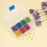 Mixed Style 6/0 Round Glass Seed Beads, Mixed Color, 4mm, Hole: 1.5mm, about 1900pcs/box