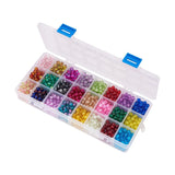 Spray Painted Crackle Glass Beads, Round, Mixed Color, 6mm, Hole: 1.3~1.6mm, about 60pcs/compartment, 1440pcs/box