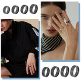 16Pcs 8 Size 316 Stainless Steel Grooved Finger Ring for Men Women, Electrophoresis Black, Inner Diameter: US Size 5 1/2~14(16.1~23mm), 2Pcs/size