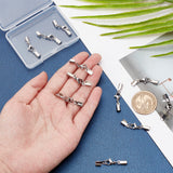 20 Sets 304 Stainless Steel Lobster Claw Clasps, with Cord Ends, Stainless Steel Color, 34mm