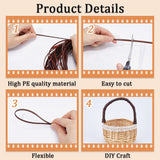 Plastic Imitation Cane Wire Cord, Flat, Coconut Brown, 5mm