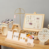 4Pcs Wooden Jewelry Display Card Stands, Earring Display Card Holder with 16Pcs Plastic Display Cards, BurlyWood, 20x3.3x6.3cm