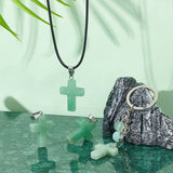 16Pcs Religion Natural Green Aventurine Pendants, Cross Charm, with Stainless Steel Findings, Stainless Steel Color, 29~30x18~19x5~6mm, Hole: 6x4mm