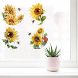 PVC Window Sticker, Flat Round Shape, for Window or Stairway  Home Decoration, Sunflower Pattern, Sticker: 16x16cm, 4 styles, 1pc/style, 4pcs/set