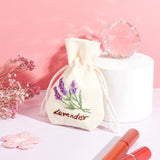 Lavender Pattern Embroidery Starter Drawstring Bag Making Kit, Including Plastic Embroidery Hoop, Fabric, Polyester Threads, Iron Needles, Drawstring Cord, Mixed Color, Thread: 1mm