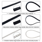 Imitation Leather Bag Handles, Length Adjustable Bag Strap Single Shoulder Belts, with Alloy and Iron Findings, Black, 890~1090x14x3mm, 590~592x11~12mm, 1215x12x3mm, 4pcs/set