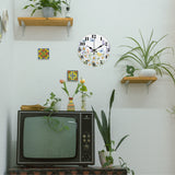 MDF Printed Wall Clock, for Home Living Room Bedroom Decoration, Square , Flower, 300x300mm