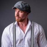 Polyester Elastic Men's Strength Suspenders, with Iron Clasps, Stripe Pattern, 75~116x24x2mm