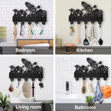 Wood & Iron Wall Mounted Hook Hangers, Decorative Organizer Rack, with 2Pcs Screws, 5 Hooks for Bag Clothes Key Scarf Hanging Holder, Rocket, 200x300x7mm.