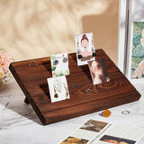 7-Slot Wooden Place Card Display Stands, for Postcards, Earring Display Cards Holder, Dyed & Heated, Rectangle, Sienna, 29x19x2cm, about 3pcs/set