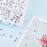 Acrylic Beads, with Horizontal Hole, Letter, Flat Round, Letter A~Z, 7x4mm, Hole: 1mm, about 520pcs/box