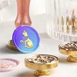 Brass Wax Seal Stamp with Handle, for DIY Scrapbooking, Cat Pattern, 89x30mm