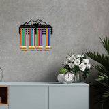 Sports Theme Iron Medal Hanger Holder Display Wall Rack, 3-Line, with Screws, Mountain, 130x290mm, Hole: 5mm