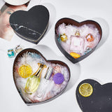 Marble Texture Pattern Paper Cardboard Jewelry Boxes, Heart, Black, 21.3x19.8x9.05cm, 18.5x16.6x7.6cm, 15.6x13.9x6.3cm, 3pcs/set