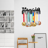 Women & Dog Flying Disc Theme Iron Medal Hanger Holder Display Wall Rack, with Screws, Sports Themed Pattern, 150x400mm