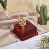 Undyed Wood Medal Basement for Furniture Fixing, Square, Dark Red, 115x115x50mm, Hole: 8mm