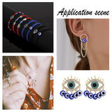 Handmade Evil Eye Lampwork Flat Round Beads, Blue, 6~10x3~5mm, Hole: 1mm, 90pcs/box