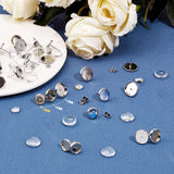 DIY Earring Making  Kits, with Transparent Clear Glass Cabochons, Brass Stud Earring Settings and 304 Stainless Steel Ear Nuts, Stainless Steel Color, 180pcs/box