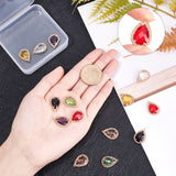 14Pcs 7 Colors Transparent Glass Pendants, for DIY Jewelry Making, with Brass Findings, Faceted, Teardrop, Light Gold, Mixed Color, 19x14x4.5mm, Hole: 1.2mm, 2pcs/color