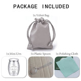 Alloy Cremation Urn Kit, with Disposable Flatware Spoons, Silver Polishing Cloth, Velvet Packing Pouches, Crown Pattern