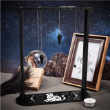 Wooden Crystal Display Shelf, Black Oval Crystal Holder Stand, Rustic Divination Pendulum Storage Rack, Witch Stuff, Easy to Assemble, Cat Pattern, 42~288x27.6~80x7mm