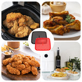 2Pcs 2 Colors Reusable Silicone Mesh Liner Mats, for Air Fryer, Square, Mixed Color, 212x212x1.5mm, 1pc/color