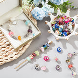 120Pcs 4 Style Resin & Acrylic European Beads, Large Hole Beads, with Silver Color Plated Brass Double Cores, Rondelle, Mixed Color, 13.5~14x8.5~10mm, 30pcs/style