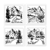 4Pcs 4 Styles PVC Stamp, for DIY Scrapbooking, Mountain, 55x55mm, 1pc/style